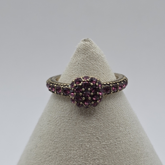 Heidi Daus Pave Rhinestone Ring Dark Pink 7.25 Inches - Picture 6 of 9